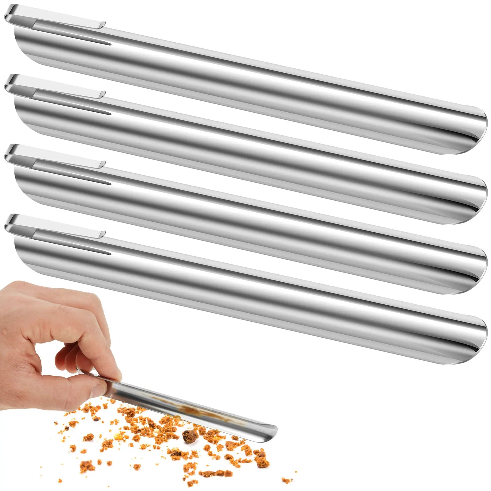 4Pcs Crumb Scrapers Stainless Steel Table Crumb Sweeper Kitchen Countertop Crumbs Collector Cleaner Scraper