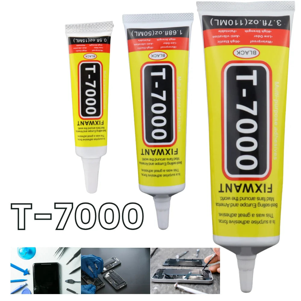 15ML 25ML 50ML 110ML T-7000 Universal DIY Glue Black Contact Phone Repair Adhesive Glass Plastic Adhesive With Applicator Tip