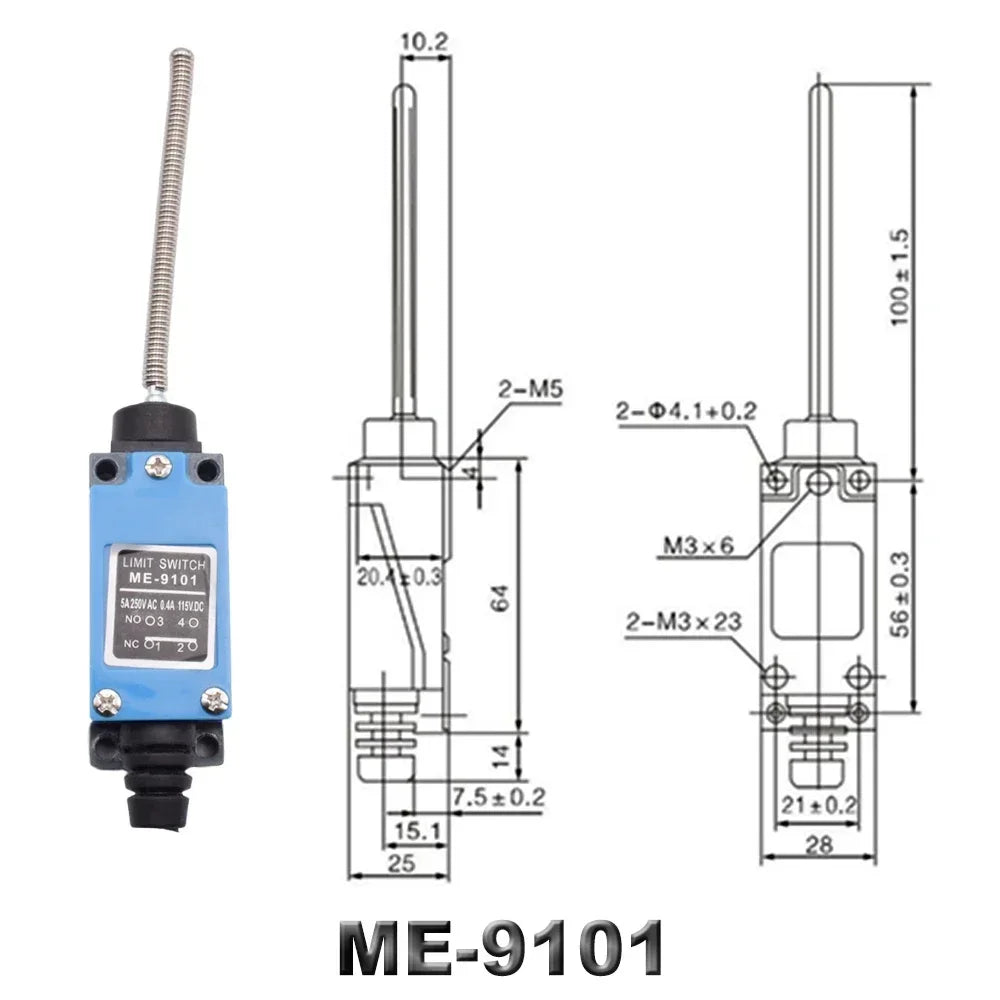 Waterproof CNC Limit Switch ME 8108 8111 8122 9101 5A/220V Rotary Roller Lever Sealed Industrial Momentary Limit Switch 1NO 1NC