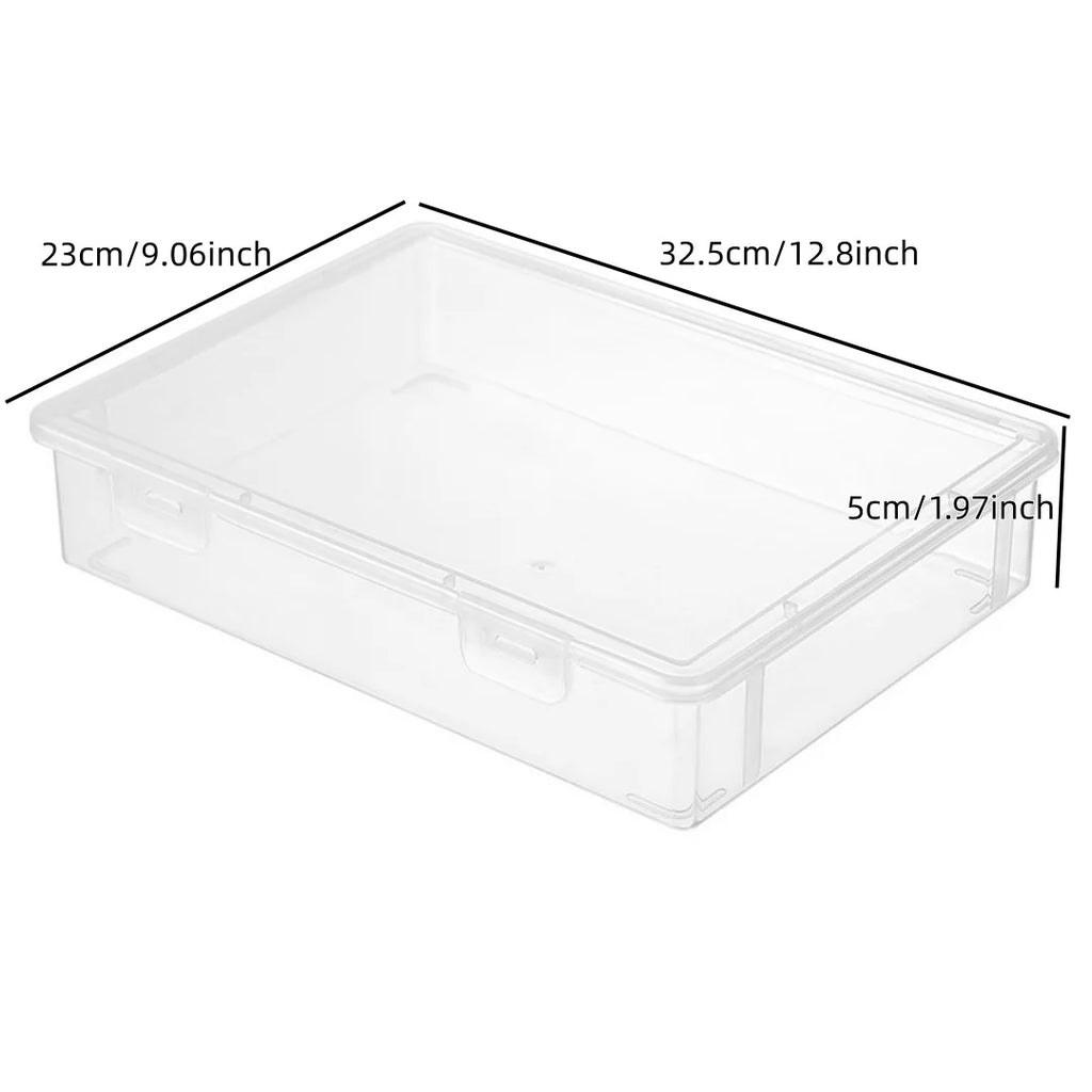 Stackable Clear A4 Document Storage Box Latch Lid Plastic Desktop Organizer Home Office Certificate Paper File Protection Holder