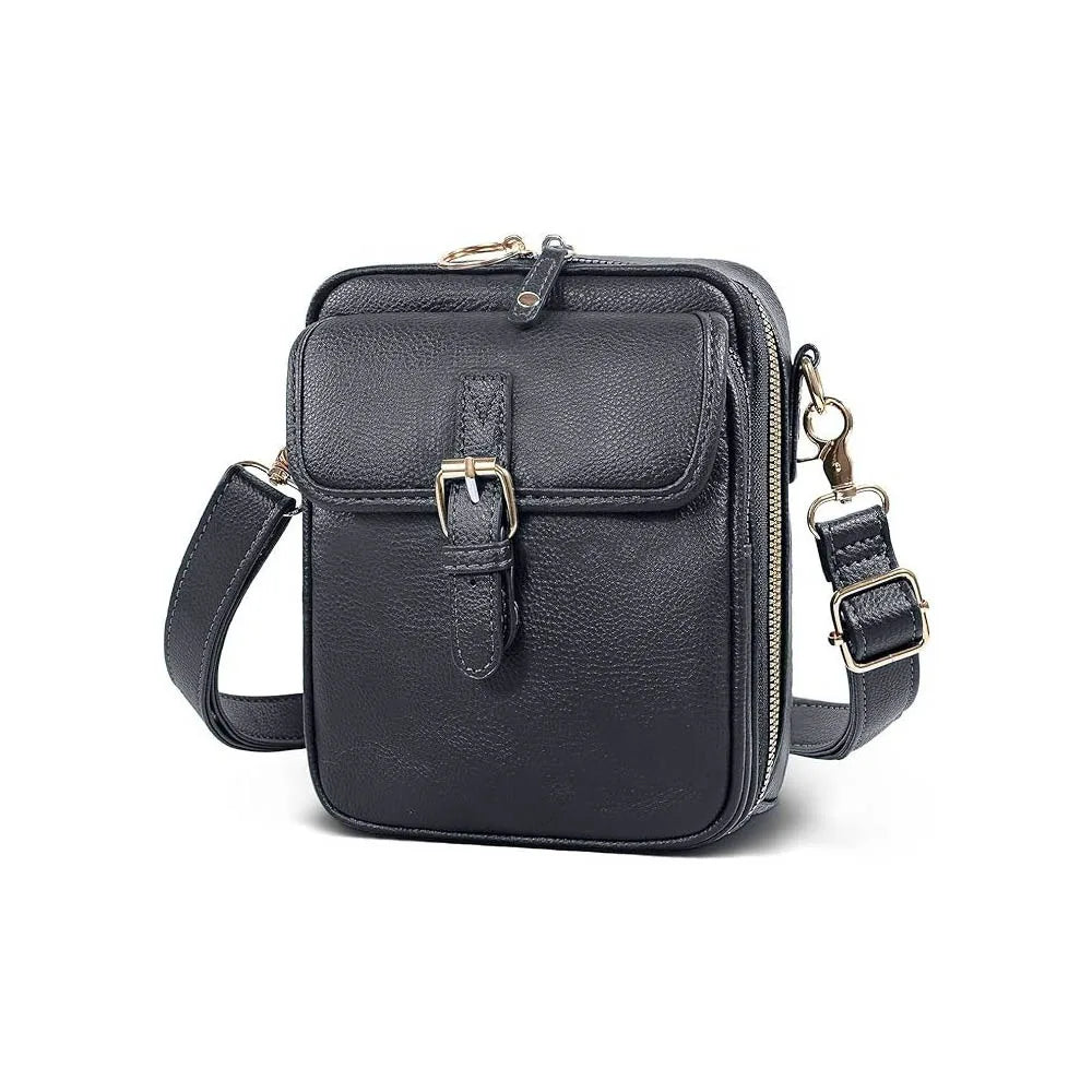 Leather Women Messenger Bag with Adjustable Removable Strap Anti-theft Crossbody Leather Bag Vintage Large Capacity