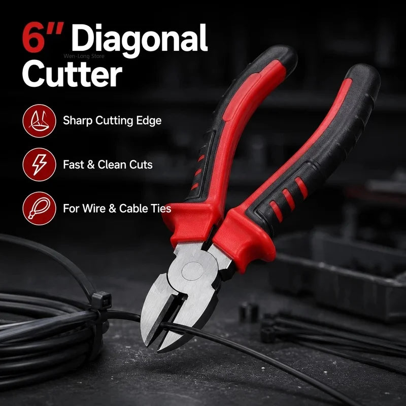 Heavy Duty Electric Wire Pliers Large Opening Multifunction Tool Cutting Twisting Gripping Metal Wire Cutter
