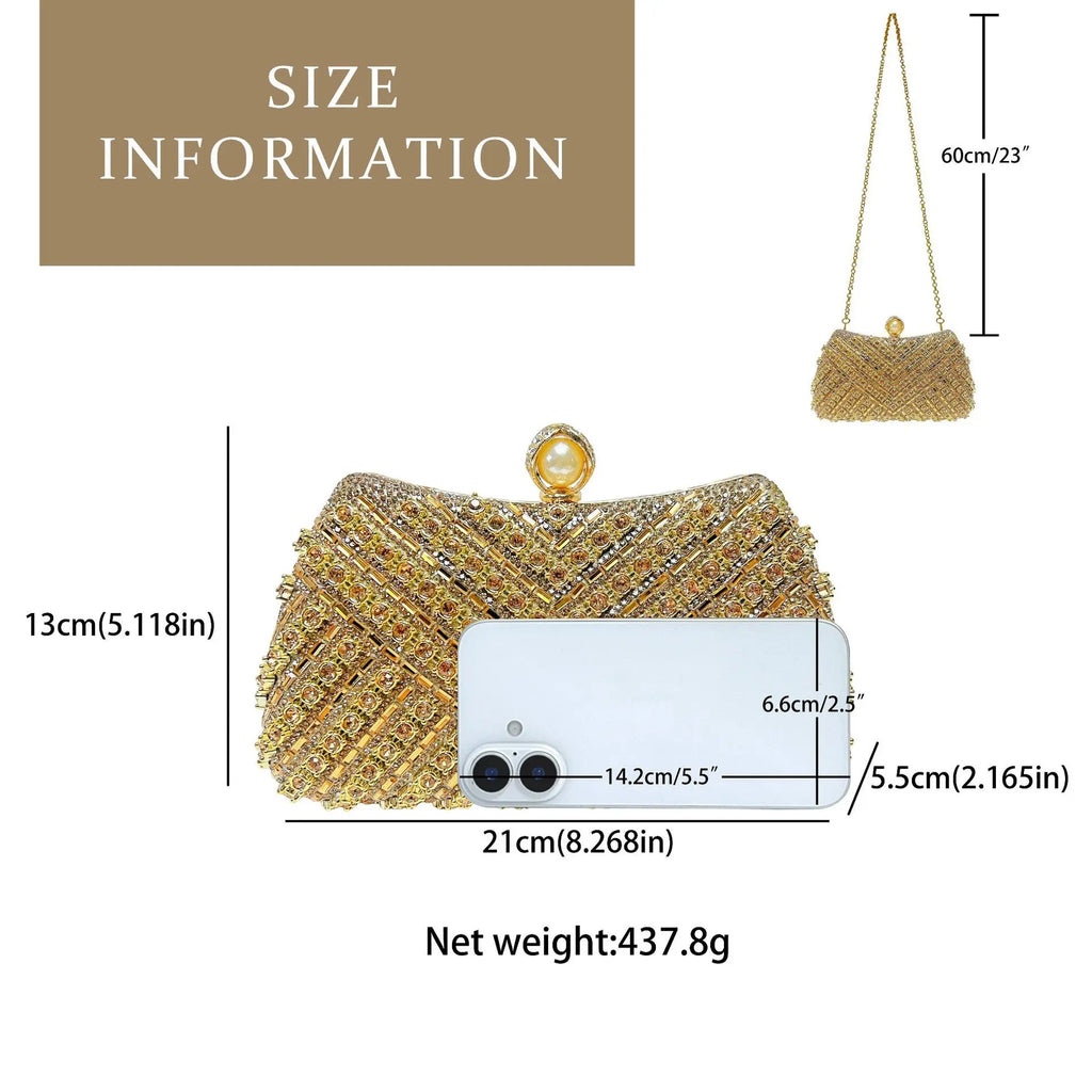 Rhinestones Diamond Evening Bags For Women Luxury Chain Shoulder Crossbody Bags Party Wedding Clutch Purse Handbags