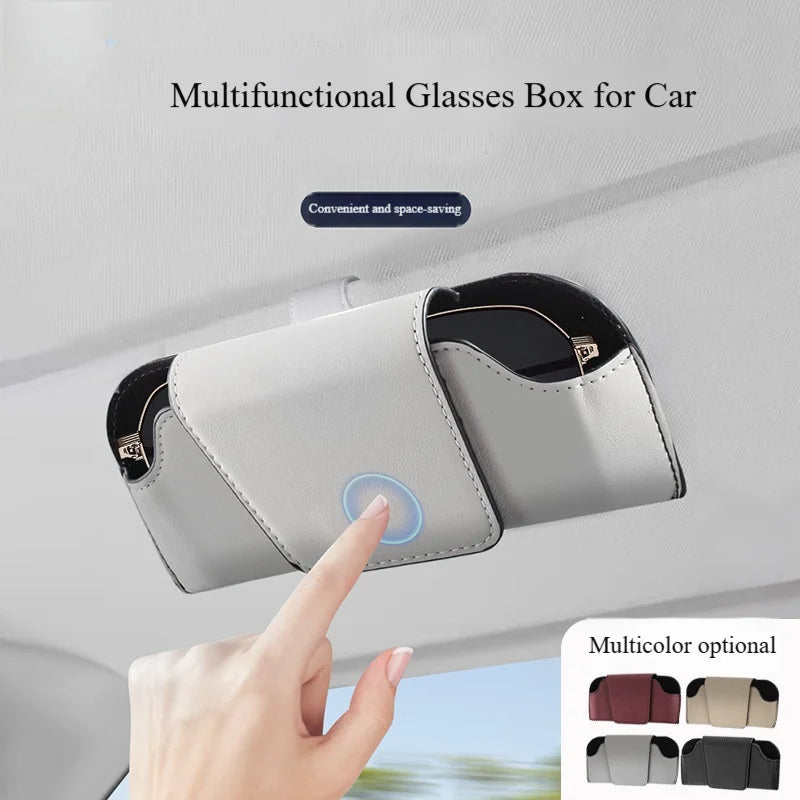 Universal Magnetic Car Sunglasses Holder Super Fiber Leather Case Auto Sun Visor Glasses Box Clip Fastener Eyeglasses Storage
