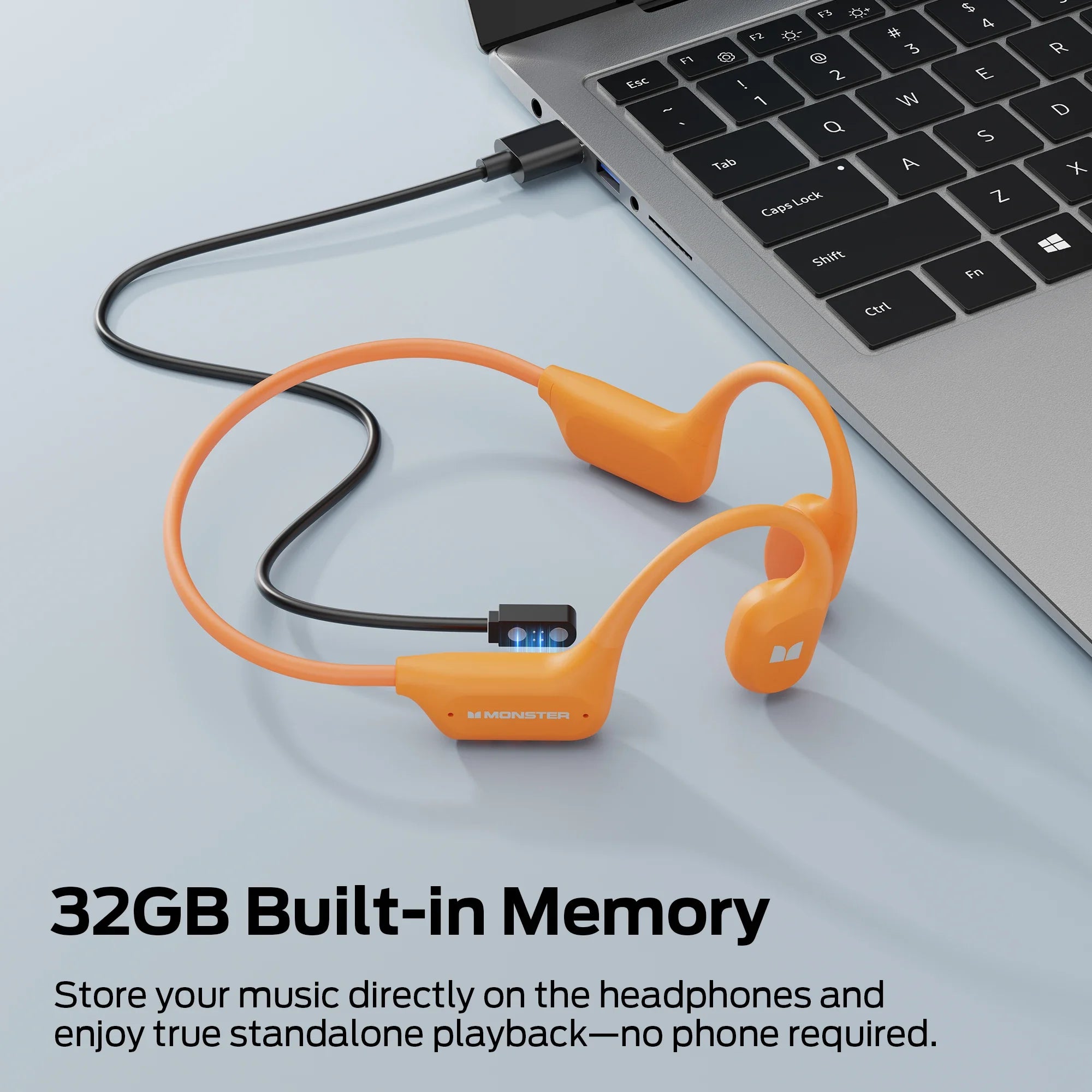 Monster BC300 Bone Conduction Bluetooth 6.0 Headphone IPX8 Waterproof Wireless Swimming Earphones Built-in 32GB Sport Earhook