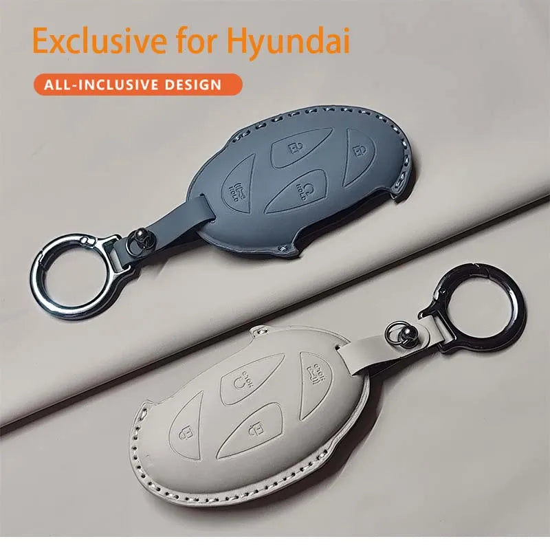 Car Remote Key Case Cover for Hyundai Grandeur GN7 Kona Ev 2023 Ionic 6 5/7 Bottons Leather Keychain Durable Luxury Accessories