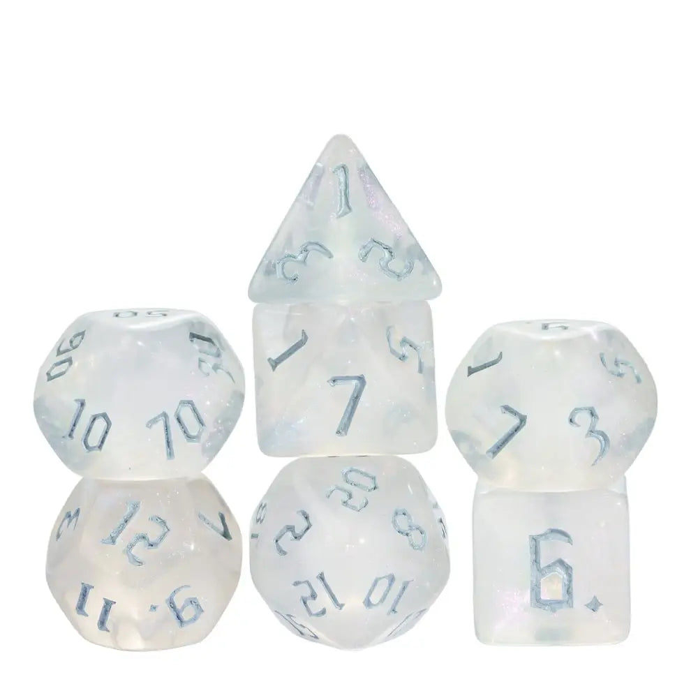 DND Glitter Dice Set 7Pcs/Set Sickle Font D4 D6 D8 D10 D% D12 D20 Polyhedral Dice for Dungeons&Dragons Role Playing Board Games