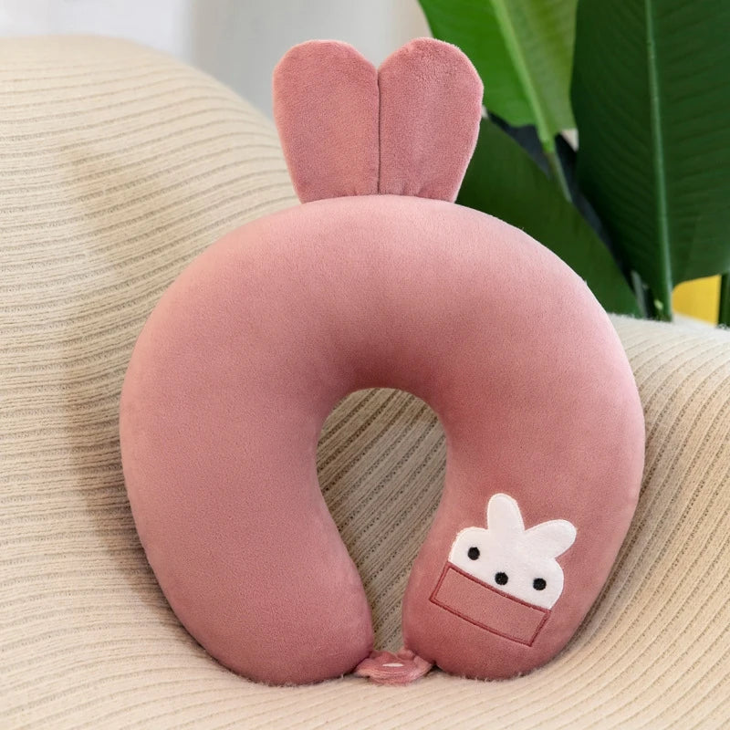 U-shaped Pillow Adult Children Travel Pillow Soft Short Plush Cartoon Portable Outdoor Nap Flight Neck Pillow Nursing Cushion