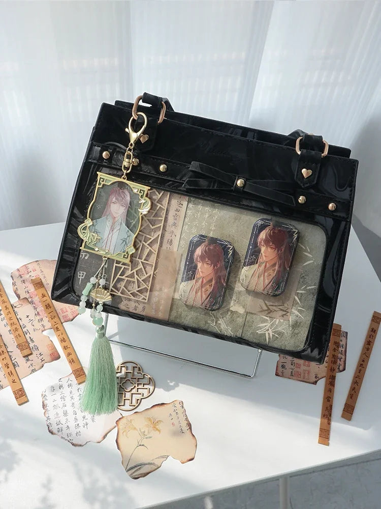 Japanese Teenager Girls Crossbody Bags PU JK Handbags Transparent Ita bag Women handbags Leather Shoulder Bag Bolso