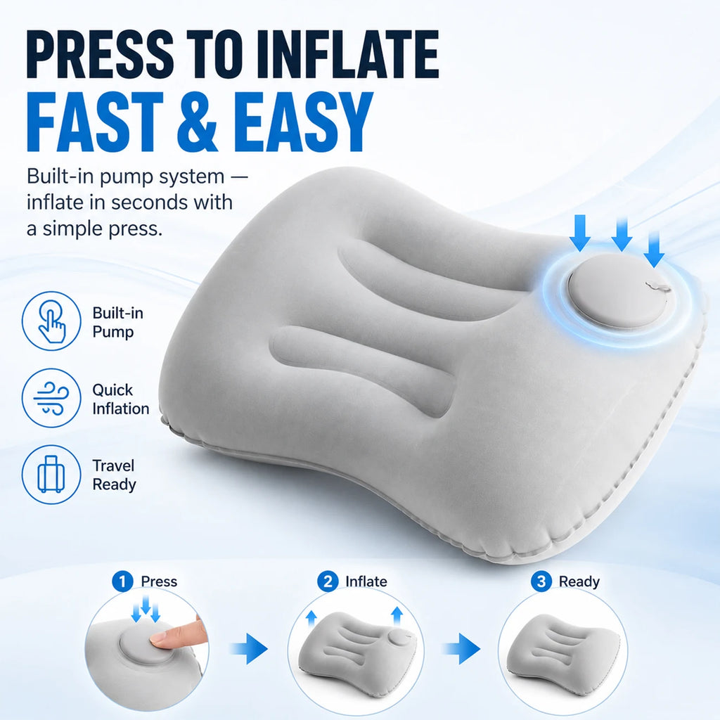 2Pcs Inflatable Camping Travel Pillow Ultralight Portable Backpacking Pillow for Neck Lumbar Support Camp Hiking Sleeping