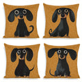 Pet Lover Dachshund Pillow Covers, Cartoon Black Tan Dog Art Throw Pillow Cases, Cozy Home Decor Cushion Covers for Couch Bed