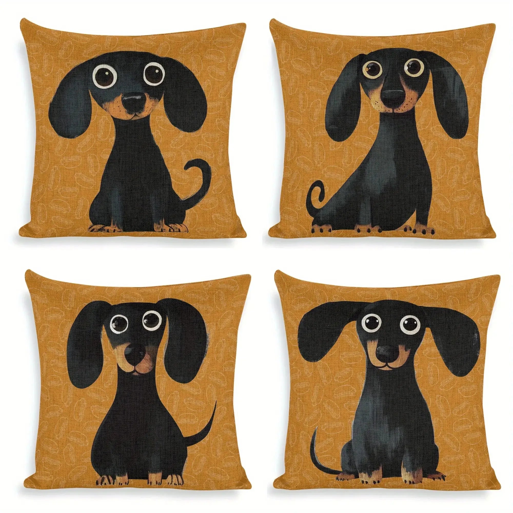 Pet Lover Dachshund Pillow Covers, Cartoon Black Tan Dog Art Throw Pillow Cases, Cozy Home Decor Cushion Covers for Couch Bed