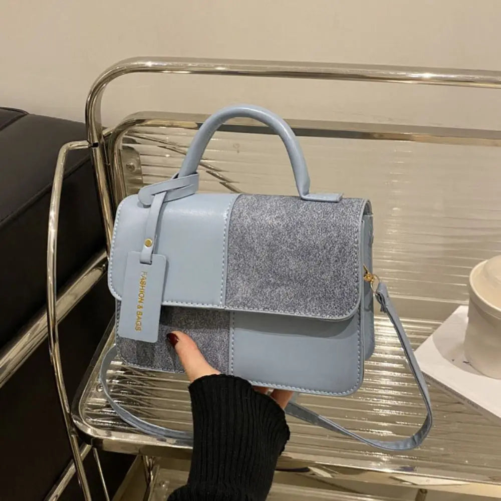 Messenger Bag Color Blocking Women Shoulder Bag Portable Korean Style Mini Travel Bag PU Handbag Ladies Crossbody Bag Travel