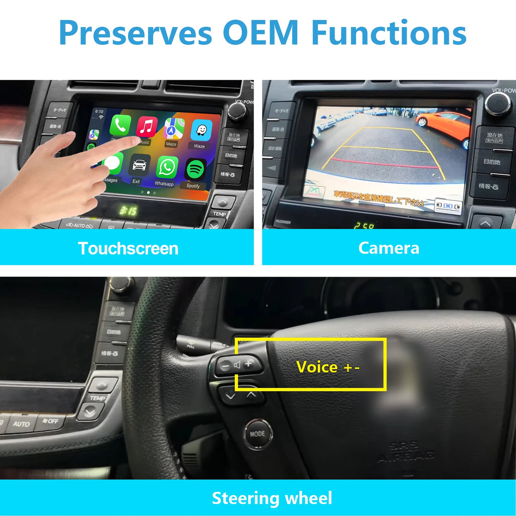 Wireless CarPlay & Android Interface for TOYOTA Crown 2008-2012, Fit GRS200 GRS201 GRS202 GRS203 GRS204 GWS204 URS206 UZS207