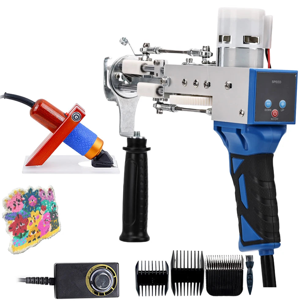 Tufting Gun 2 in 1 Set Electric Carpet Tufting Gun Electric Carpet Tapis Knitting Tufting Pistol Weaving Flocking Rug Machine