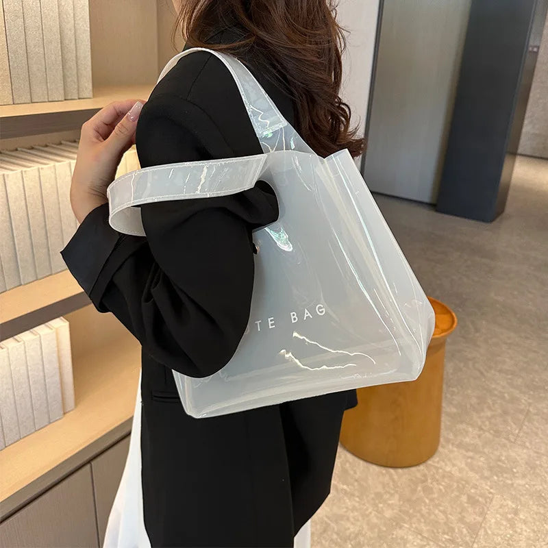 PVC Plastic Transparent Bag Small Tote Bag for Women Jelly Bags Purse and Handbags Mother Kids Bag for Girl Сумка Женская	bolso