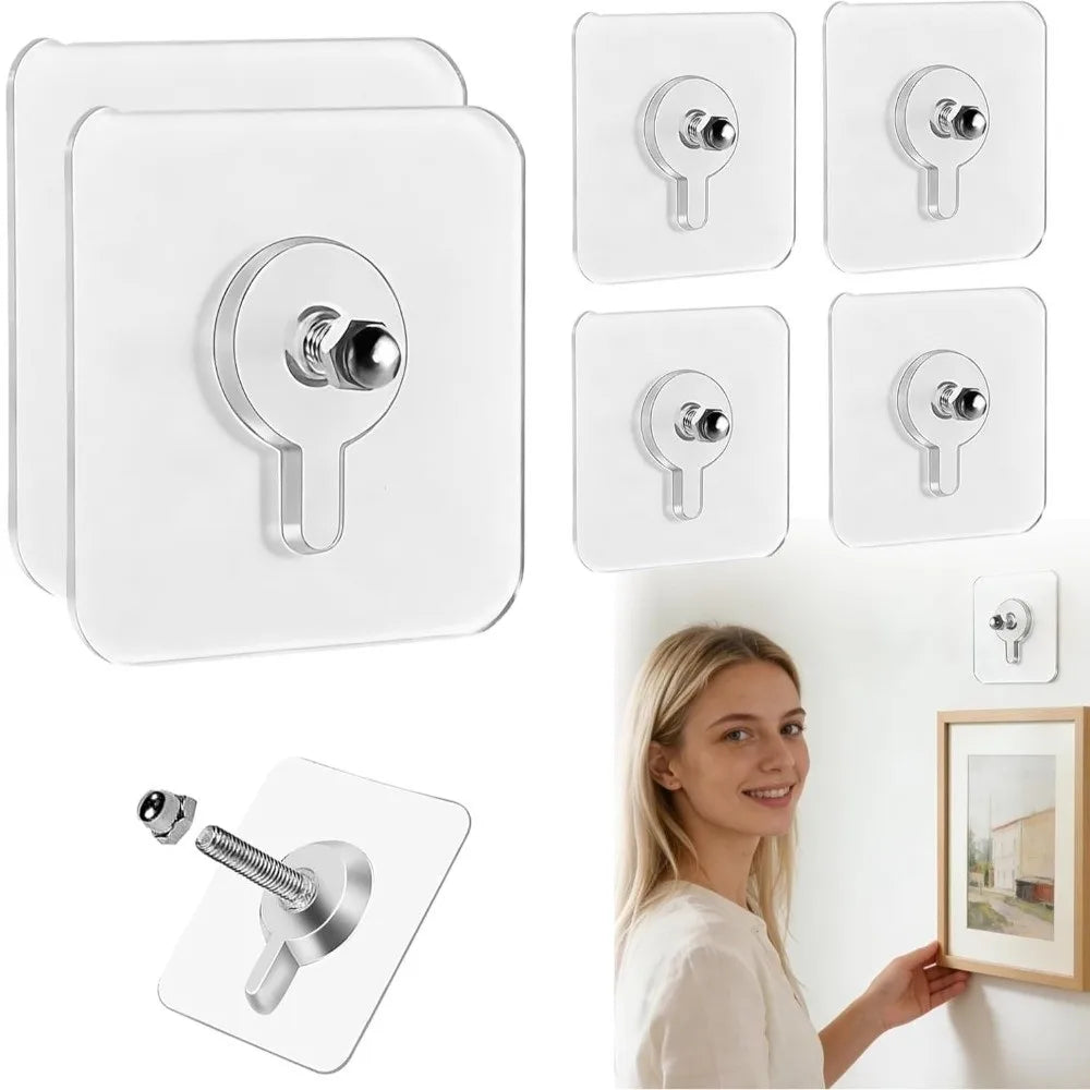 No Need to Punch Holes No-Drill Screw Stickers Transparent Wall Mounted Nail Free Stickers Acrylic No-trace Adhesive