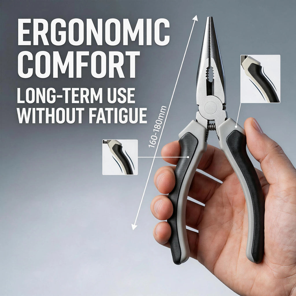 6 Inch Ergonomic Long Nose Pliers Rustproof CR-V Steel Multi-Tool With Sharp Cutting Edge For Nut Gripping Repair Operations