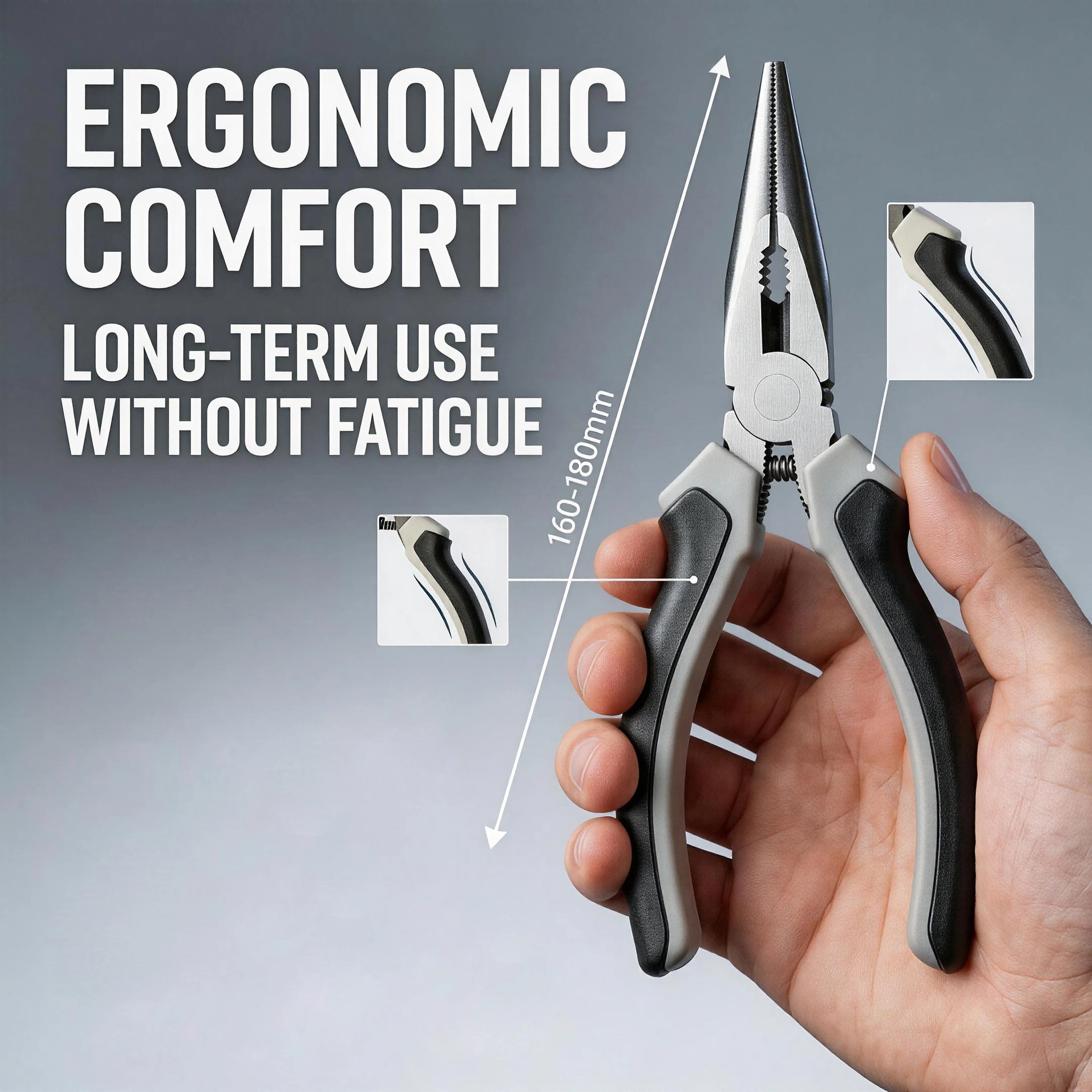 6 Inch Ergonomic Long Nose Pliers Rustproof CR-V Steel Multi-Tool With Sharp Cutting Edge For Nut Gripping Repair Operations