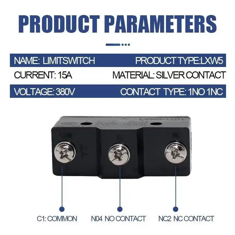 5pcs Micro Limit Switch Small Limiter Travel Switches LXW5-11G1/G2/Q1/M3 Screw Foot 1NO 1NC Silver Contact