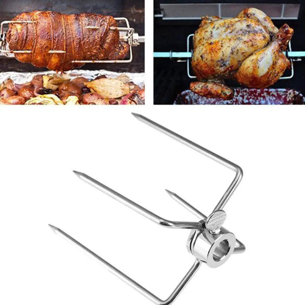 Rotating Fix Fork Barbecue Skewer Oven Accessories Forks Skewer Barbecue Steel Grill Spit Food Bbq Meat Skewer Tool Fork Grill