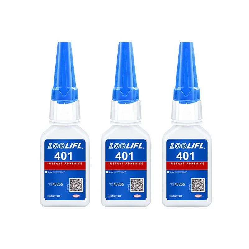 20ml, strong transparent 401 adhesive, rubber repair, multifunctional adhesive for metal plastic parts. Excellent bonding tool.