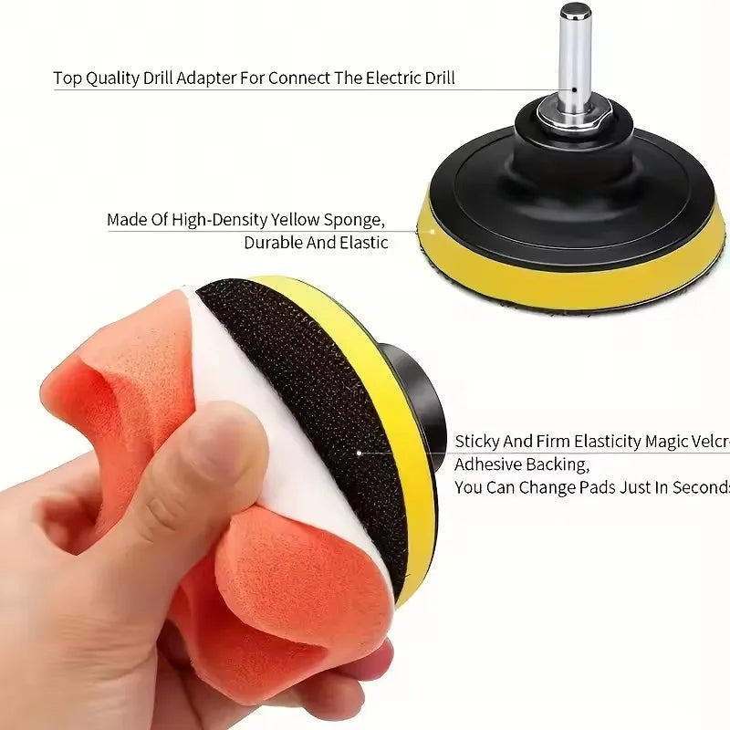 6Pcs/set Car Sponge Buffing Polishing Pads Kit High-quality Car Waxing Polisher Machine Cleaning Foam Pad Buffer Removes Scratch
