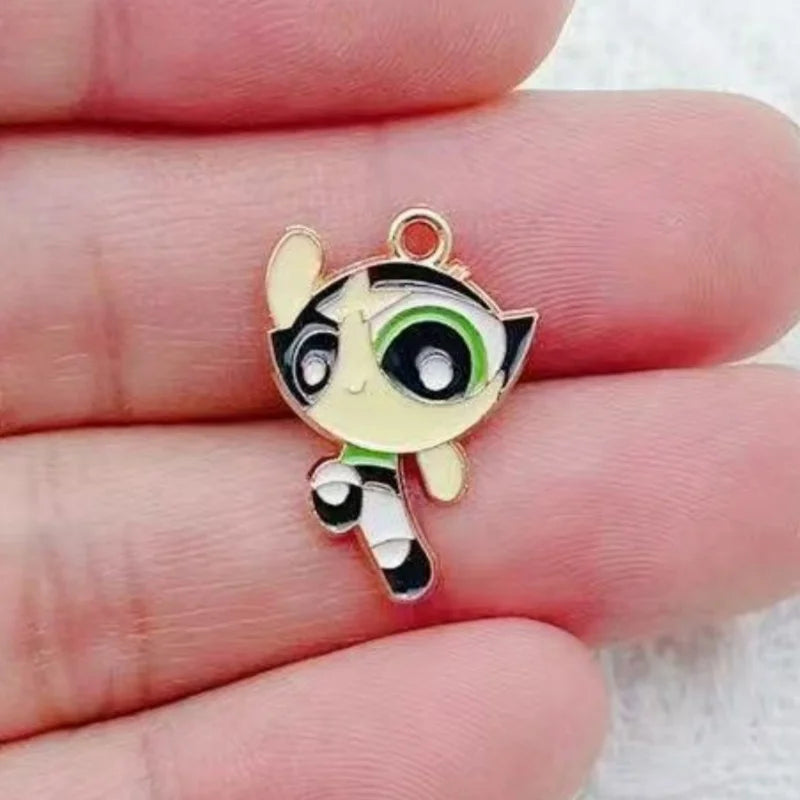 10pcs Alloy Oil-Dripping Cartoon Girl Pendant, DIY Jewelry Making Earrings Keychain Accessories