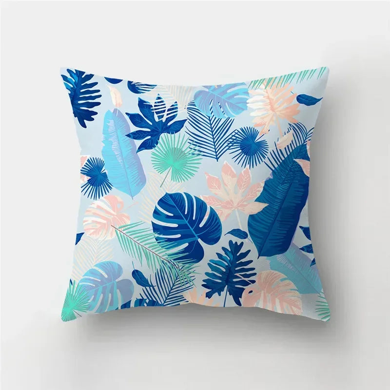 Fresh Summer Leaves Double-sided Printed pillow cover Short plush Suitable living rooms bedrooms sofas throw cushion cover