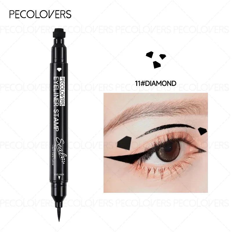 1PC Liquid Eyeliner Stamp - Waterproof, Slim Gel Felt Tip with Heart, Star, Triangle & Flower Shapes for Creative Eye Makeup