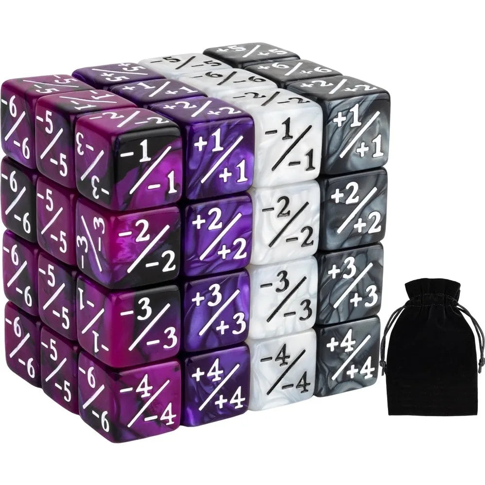 48 Pieces Magic Counter Dice Plus 1 MTG Counters Dice Set Marble Life Buff Tokens D6 Dice Compatible with Magic The Gathering
