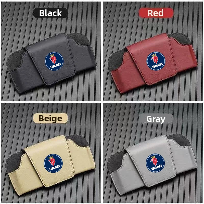Car Sun Visor Leather Auto Sunglasses Clip Glasses Holder case Storage for SAAB 900 9000 9-3 9-5 99 Turbo 96 9-7X 9-4X