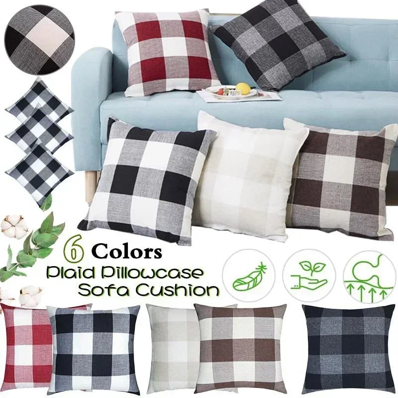 6 Colors Comfortable Sofa Cushion Cover Plaid Pattern Pillow Case Cover European Modern Pillow Cushion Cases  for Home Bed,Sofa