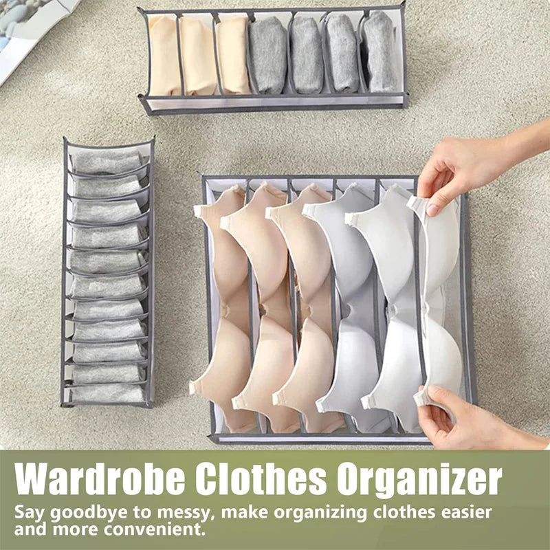 Underwear Drawer Organizer Storage Box Gruds Foldable Closet Organizers Trancparent Mesh Drawer Divider For Underpants Socks Bra