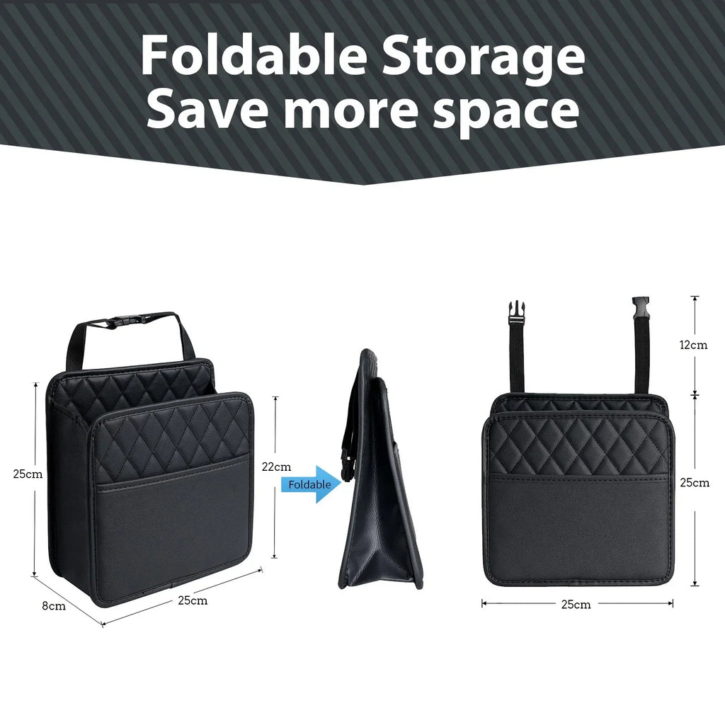 kkjoy Multi-functional car seat back storage bag Leather storage bag Garbage bag Storage bag Garbage can storage for most models