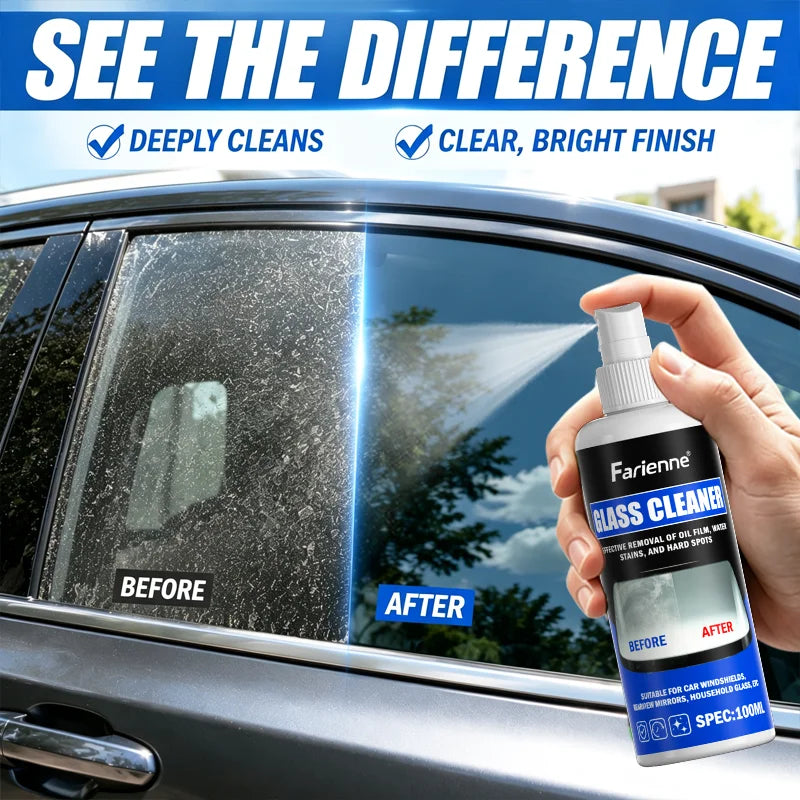 Farienne Car Glass Cleaner Spray Streak Free Windshield Oil Film Water Spot Dust Stain Remover For Auto Windows Mirrors