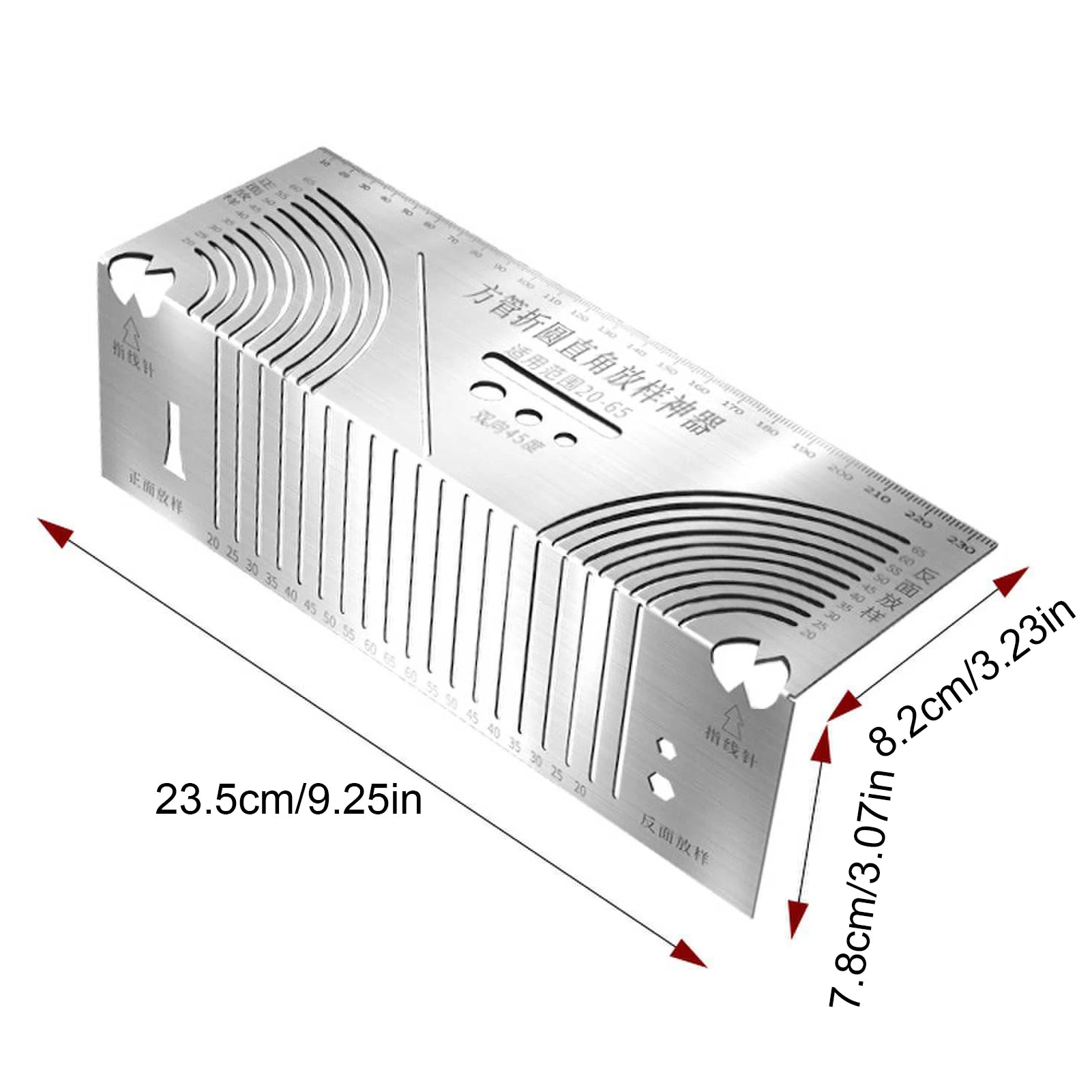 Premium Aluminum Alloy Woodworking Square Ruler - 3D Mitre Angle Measuring Template Tool - 45/90 Degree Carpenter's Layout Gauge