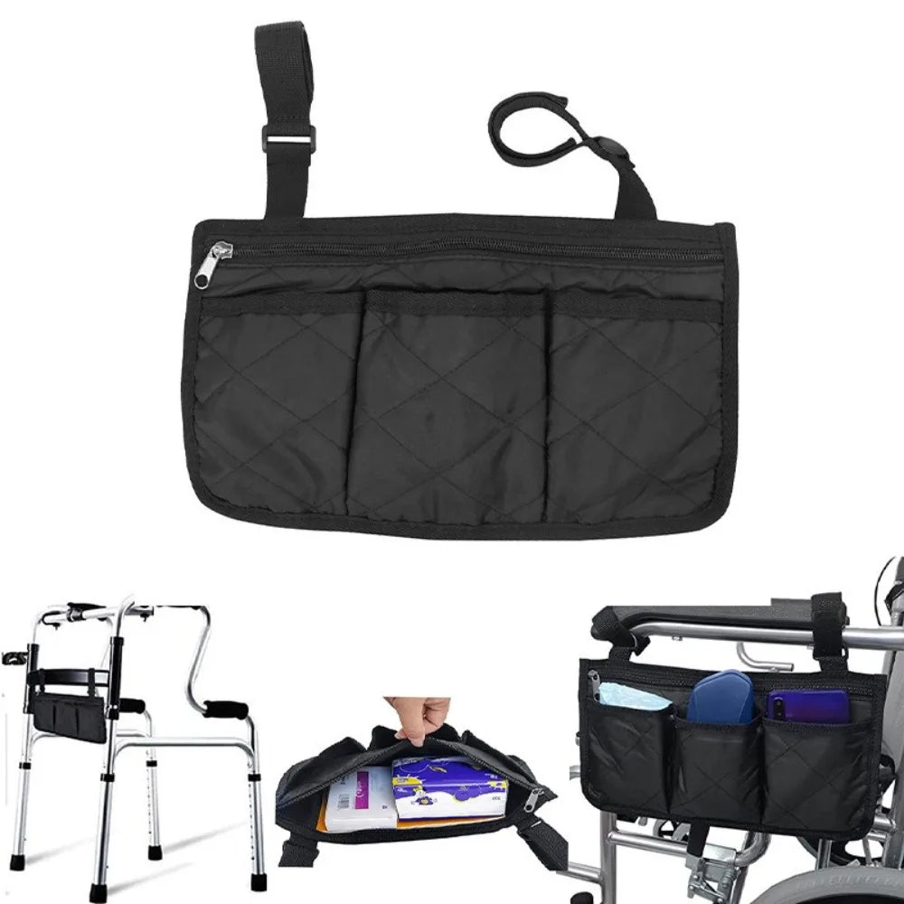 Multi-pocket Wheelchair Hanging Bag Multifunctional Large Capacity Seat Armrest Side Storage Bag Waterproof Arm Rest Pouch