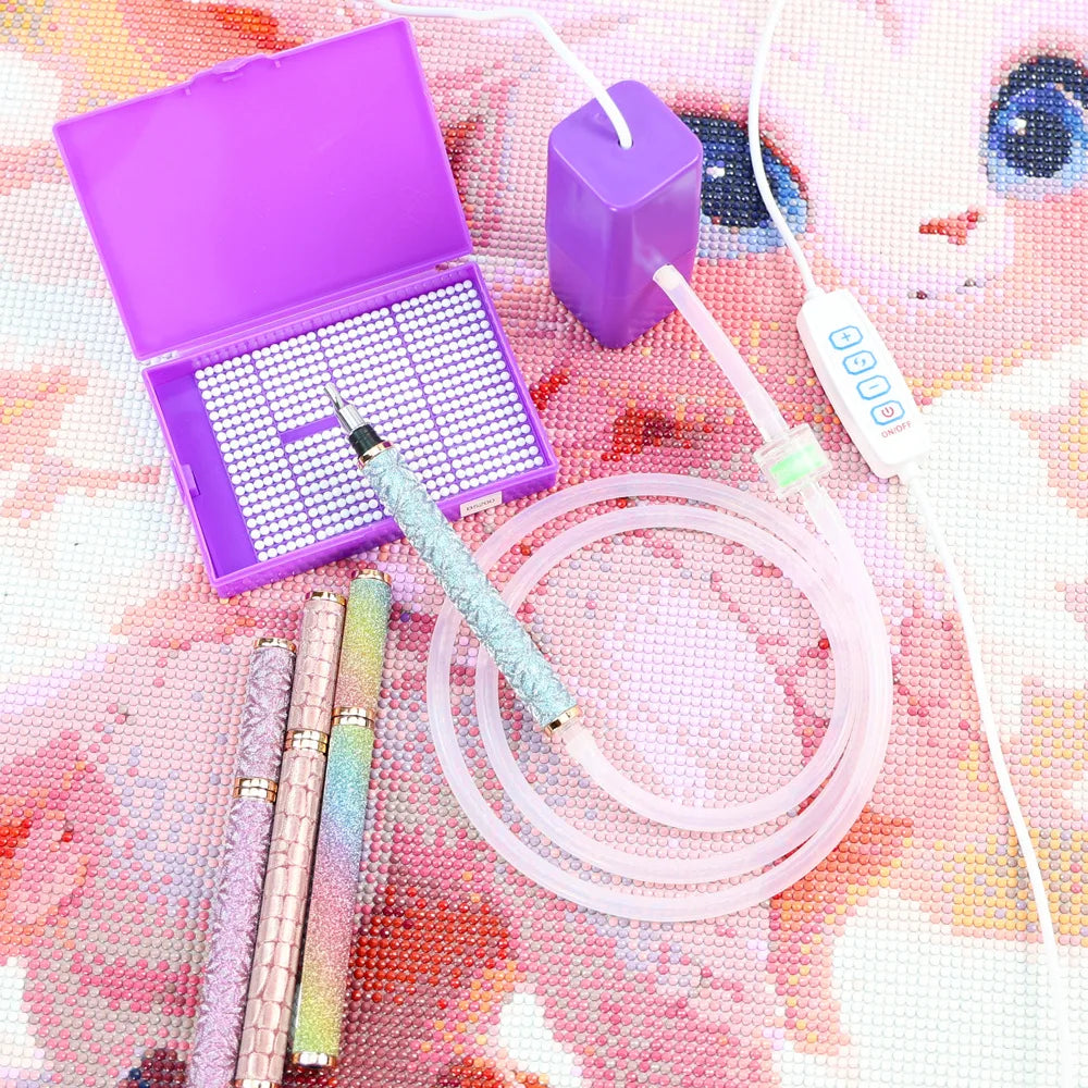 DIY Electric Diamond Art Painting Pen Set Portable Vacuum Diamond Painting Pen Kit USB Powered Diamond Suction Device for Craft