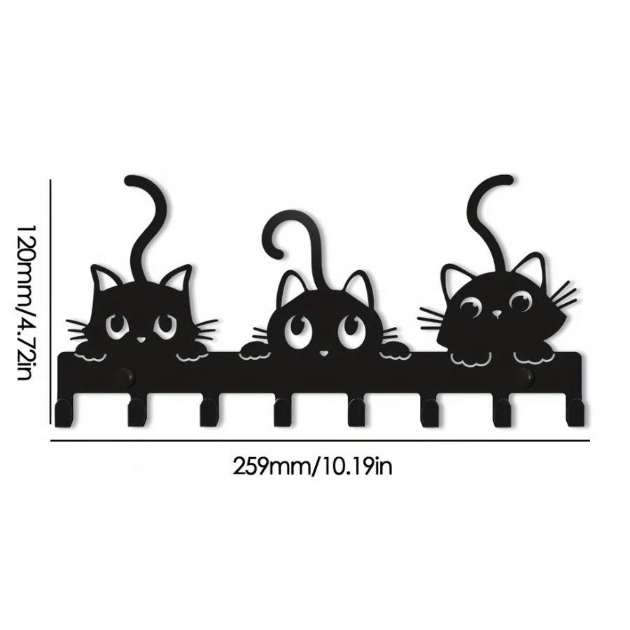 1pc Black Metal Keys Holder, Key Holder for Wall, Wall Mounted WELCOME Design Style Key Rack for Key Hanger With 8 Hooks