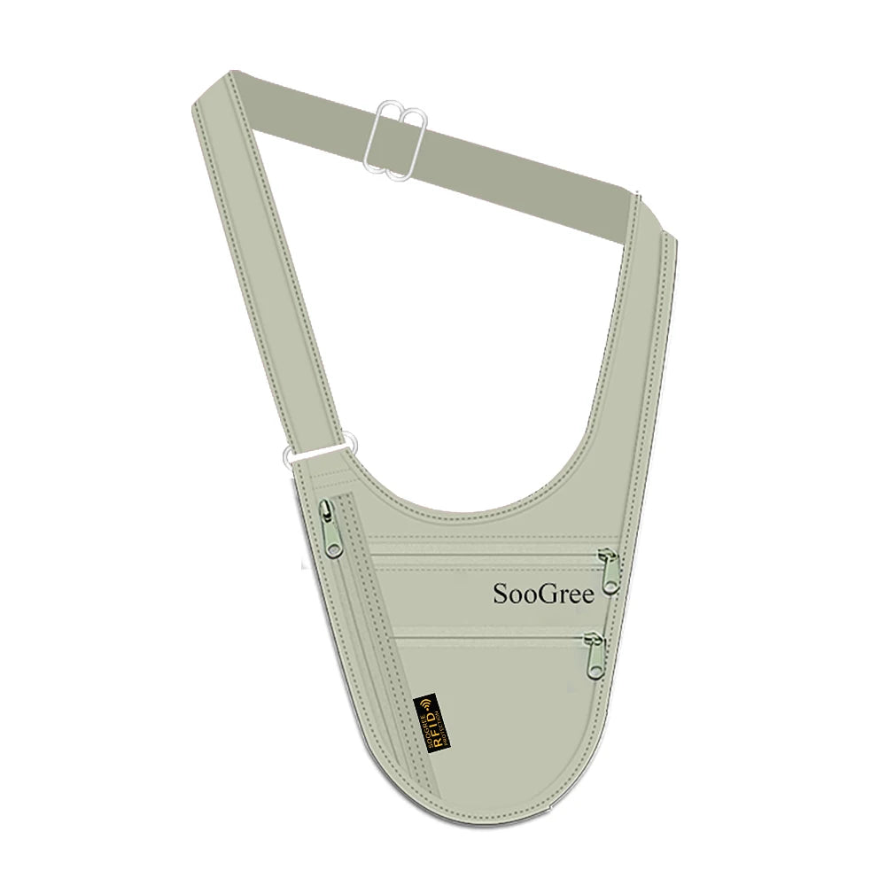 SooGree RFID Blocking Anti-theft Underarm Travel Pouch Hidden Security Shoulder Bag Passport Card Phone Holder Wallet Men Women