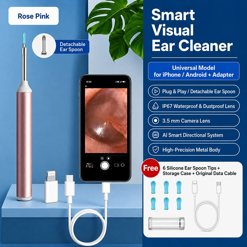 TYPE-C Smart Visual Ear Wax Removal Tool Otoscope Camera 3.9mm Ultra Slim Earpick Ear Cleaner Kit For iPhone Android