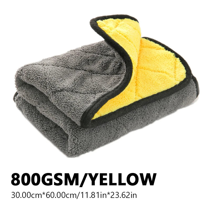 SEAMETAL Thicken 800GSM Car Washing Towel Ultra Soft Scratch-Free Cleaning Towel 2-Sided High Abosorbent Drying Cloth Clean Rag