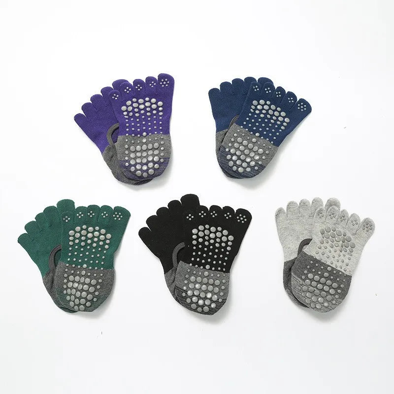 Anti-Slip Women Pilates Socks Five Toe Silicone Non-Slip Yoga Socks Professional Breathable Ballet Dance Fitness Sports Socks