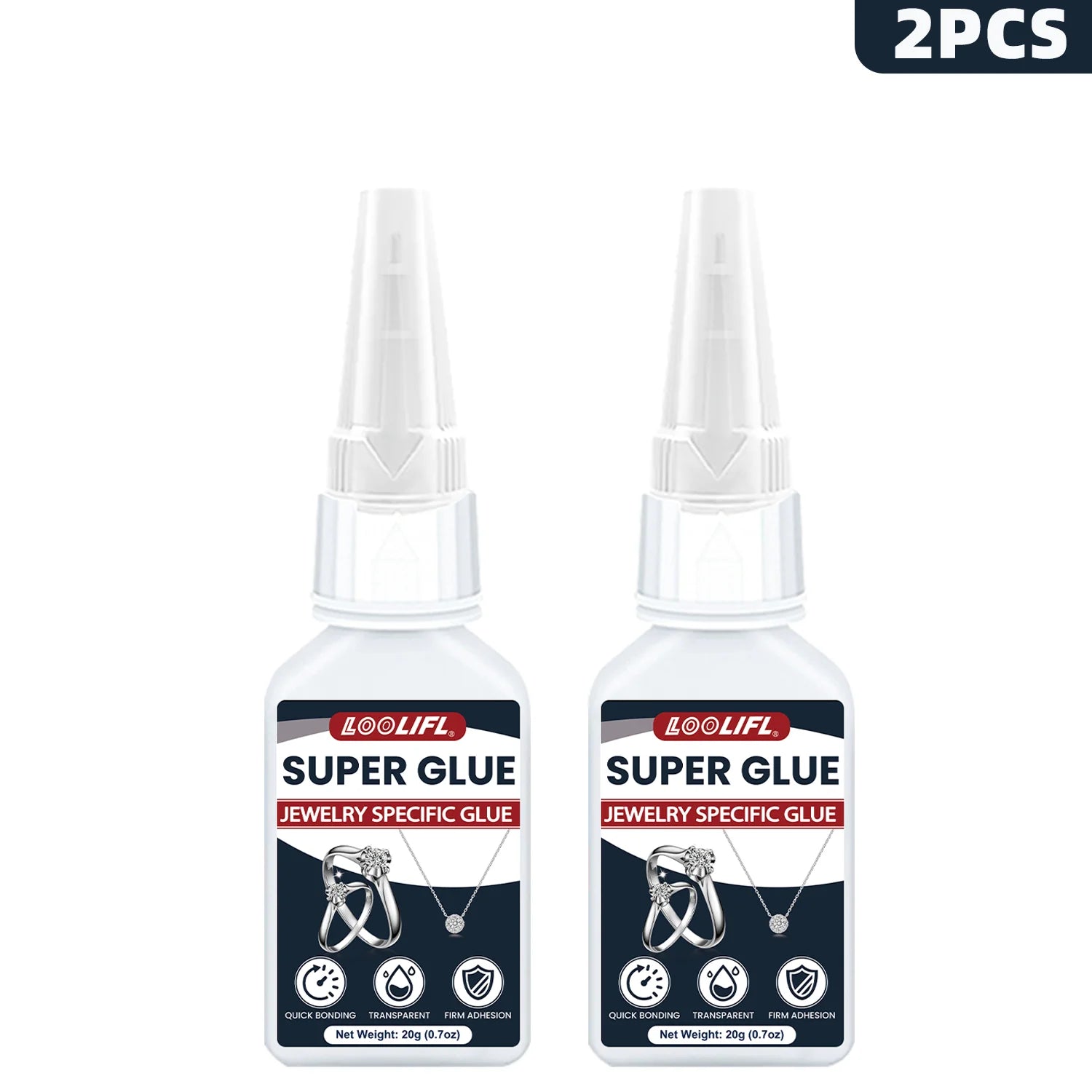 LOOLIFL 20g Jewelry Super Glue - Clear Strong Adhesive for Rings, Necklaces, Earrings & DIY Crafts, Quick Bonding Repair 1-5pcs