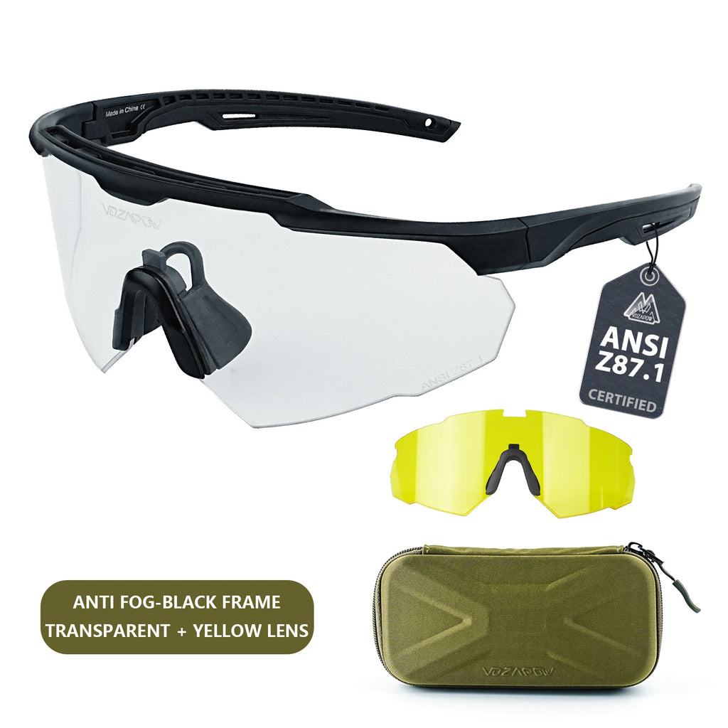 Vozapow Professional Shooting Glasses UV400 ANSI Z87.1 Safe Airsoft Tactical Goggles Anti Fog Mountaineering Fishing Sunglasses