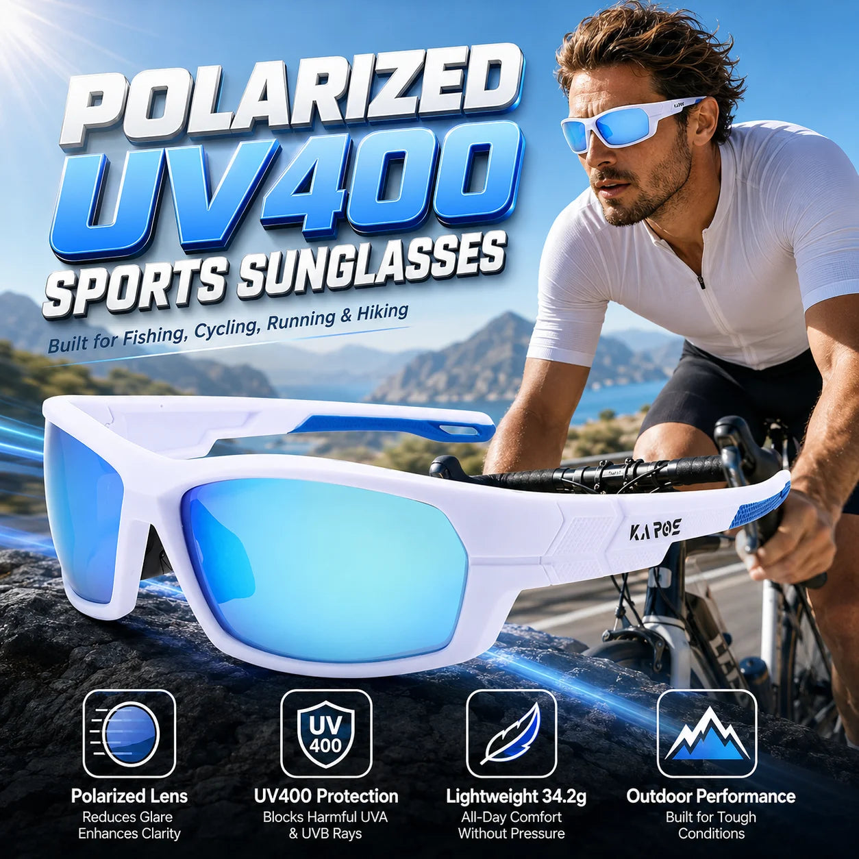 2026 COOLMEN Polarized Anti Glare Sunglasses Men UV400 Outdoor Sports Eyewear for Fishing Cycling Hiking with Box YZ41