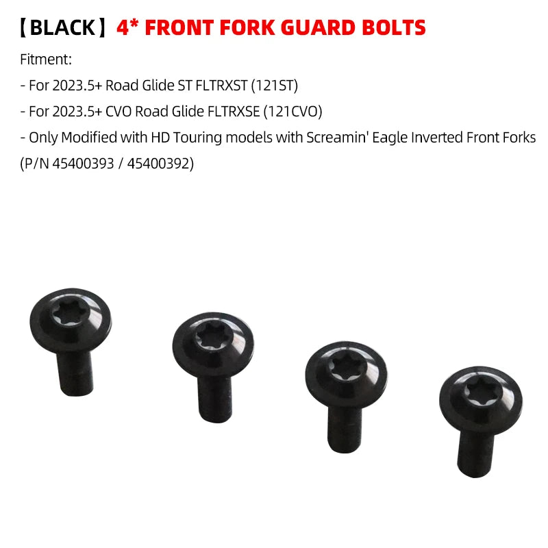 Road Faith Titanium Alloy Motorcycle Caliper Bolt Front Fender Bolts Anti-theft For HD 121CVO 121ST 24-up 117 Road/ Street Glide