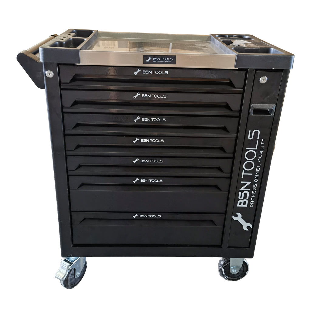 Professional Hand-Powered OEM 7-Drawer Movable Tool Trolley Chest Automotive Repair Workshop Garage Storage Combination Drills