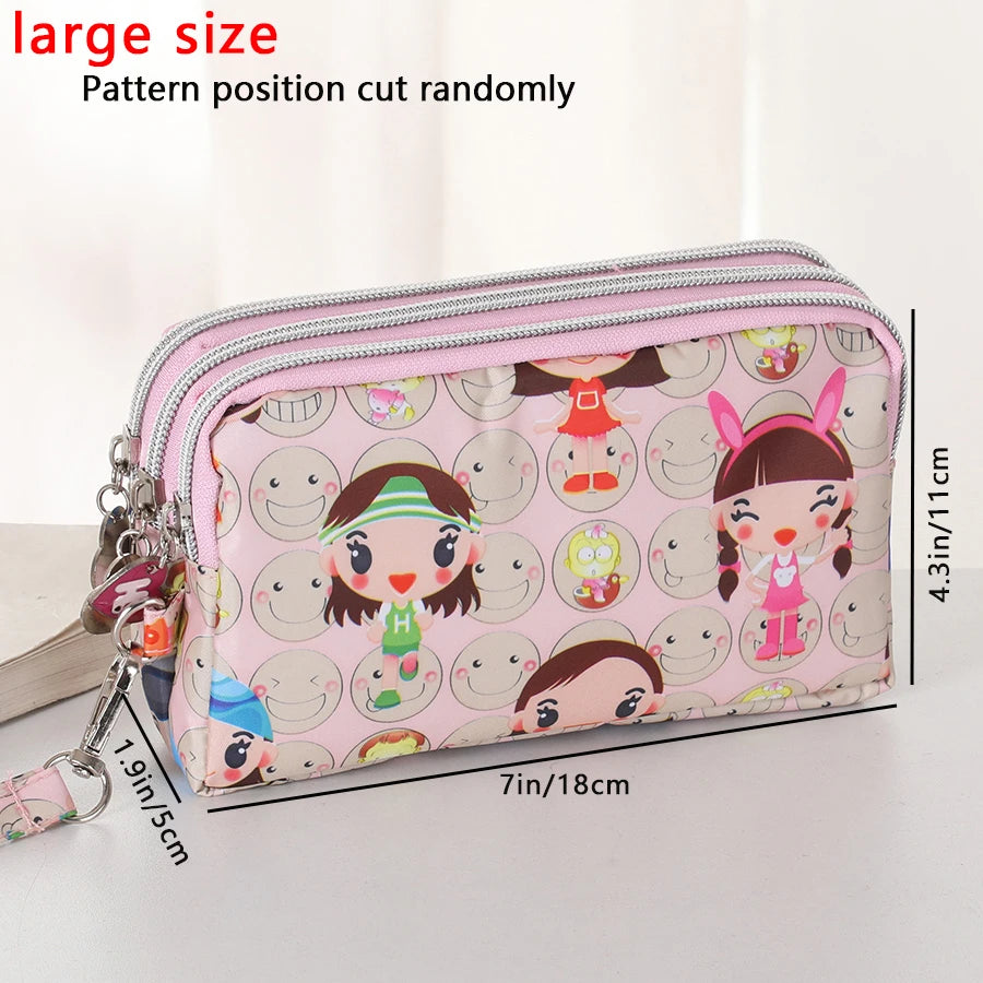 Fashionable clutch for women, long 3-zipper large-capacity wallet, multi-functional mobile phone bag, coin purse
